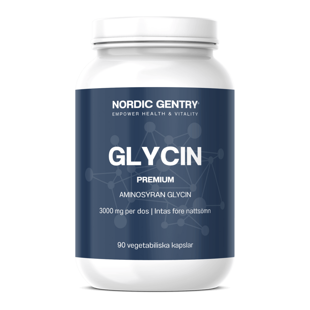 Nordic Gentry Glycin 1000 mg, vegetabiliska kapslar, frilagd förpackning