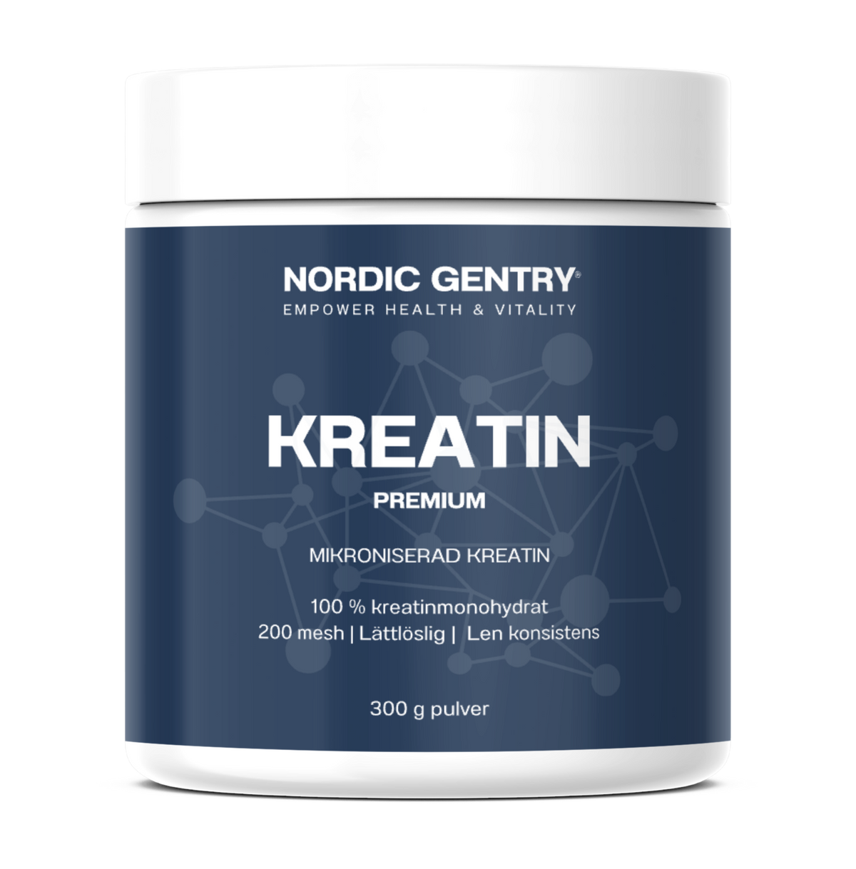 Nordic Gentry Kreatin Premium – mikroniserat kreatinmonohydrat (200 mesh), 300 g pulver