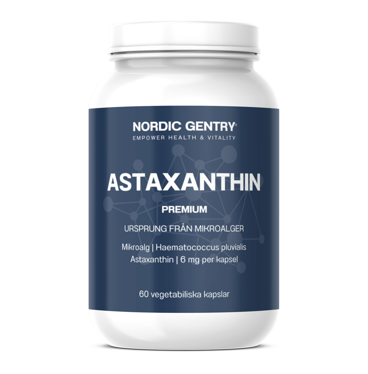 Nordic Gentry Astaxanthin Premium – från mikroalgen Haematococcus pluvialis, 6 mg per kapsel, 60 vegetabiliska kapslar